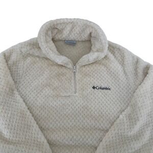 Columbia Women Cozy‎ Outdoor Gorpcore Cream 1/4 Zip Soft Fleece Pullover Sz M